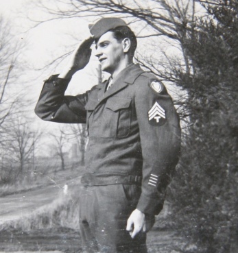 The three stripes on his shoulder identify McMurray as a Sergeant. This photo was taken at the time of his discharge.